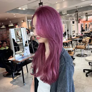 ロング カラー nameless髪質 改善ブリーチ心斎橋のヘアスタイル