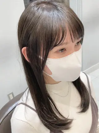 ロング カラー パーマ 💎小顔前髪&髪質 改善カラー💎片桐のヘアスタイル