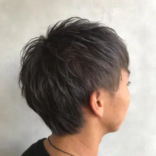 ショート カラー メンズ 白髪ボカシカラー /骨格に合わせカットのヘアスタイル