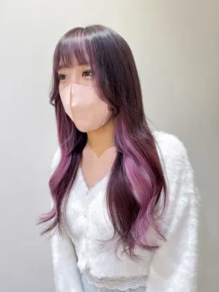 セミロング 横浜🍒ルーツカラー エクステ／RIEのヘアスタイル
