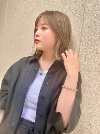 ミディアム カラー 髪質改善 中川　翔のヘアスタイル