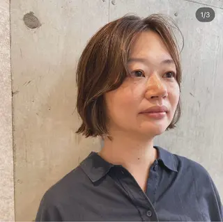 ショート カラー ショートウルフくせ毛 お任せくださいのヘアスタイル