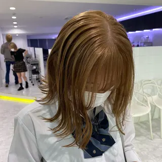 セミロング カラー ヘアアレンジ mai🍑暖色カラー /レイヤー💖のヘアスタイル