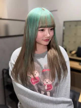 ミディアム カラー 岡山ハイトーン・ ルーツカラー/こもものヘアスタイル