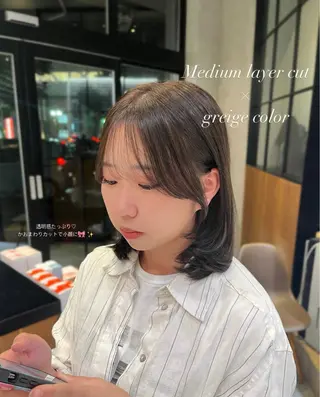 ミディアム yuuri🎀/大宮 /韓国ヘア/レイヤーのヘアスタイル