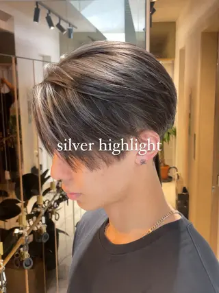 カラー メンズ フェザーパーマ/ スペインカールのヘアスタイル