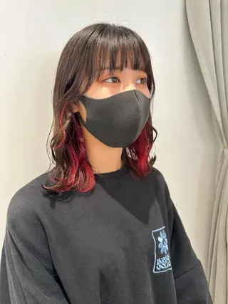 ミディアム カラー ヘアアレンジ オリーブ透明感カラー 表参道/MIKUのヘアスタイル