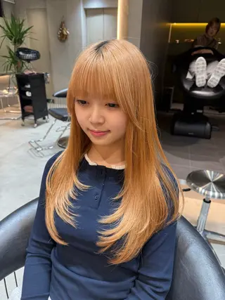 ロング りな💗垢抜け前髪/ レイヤー💗縮毛矯正のヘアスタイル