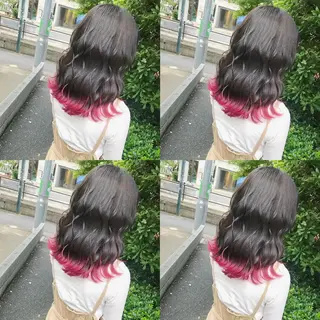 セミロング カラー ヘアアレンジ TAKUMAブリーチ /切りっぱなし🪽のヘアスタイル