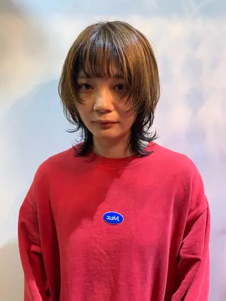 セミロング メンズ ウルフ、レイヤー 、メンズカットSHOのヘアスタイル