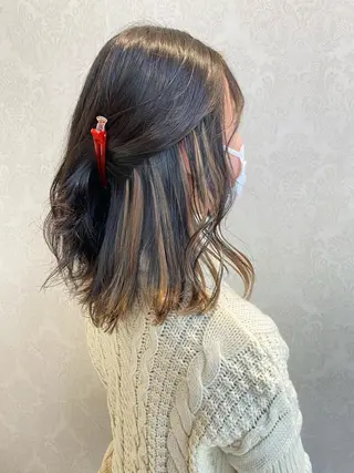 ミディアム カラー デザインカラー✨新倉 佑奈のヘアスタイル