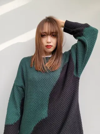 セミロング 1%【横浜】 髪質改善&ケアカラーのヘアスタイル