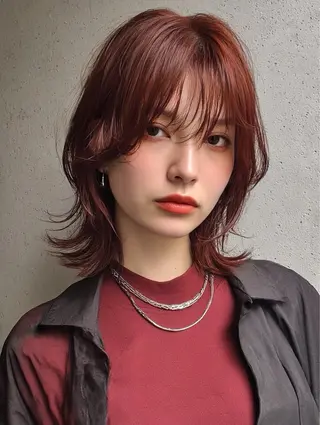 カラー RIN パーマ/暖色カラーのヘアスタイル