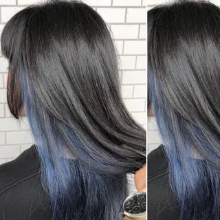 ミディアム カラー JuNブリーチに 縮毛矯正するプロのヘアスタイル