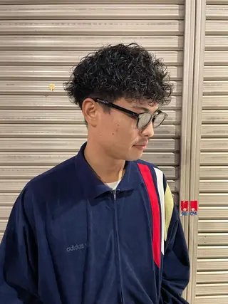 パーマ メンズ スパイキーパーマ 柏NO1 藤本葉のヘアスタイル