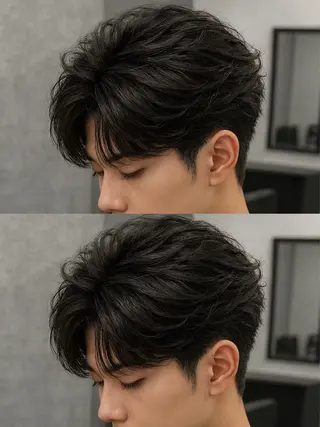 ミディアム パーマ ヘアアレンジ メンズ 🔥ニュアンス フェザー小林海斗🔥のヘアスタイル