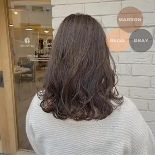 セミロング カラー 韓国|ミルクティ momoeのヘアスタイル