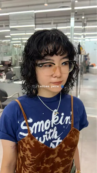 ミディアム パーマ レイヤー特化/渋谷 rinのヘアスタイル