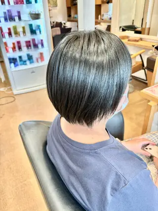ショート パーマ 秋山知穂🧸縮毛矯正 ショート新越谷南越谷のヘアスタイル