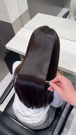 ロング 縮毛矯正クロスパーマ 益子達也のヘアスタイル
