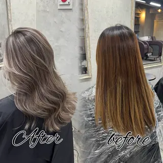 セミロング 横浜🦋ハイトーン 🫐シャドウルーツのヘアスタイル