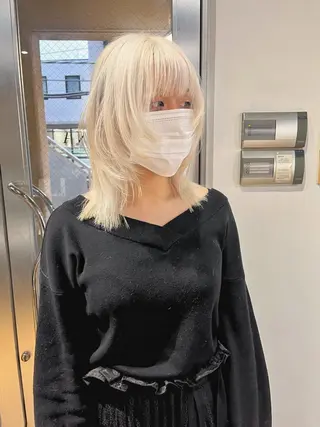 ミディアム ハイトーンNo.1✨ パーマ✨イマイタツヤのヘアスタイル
