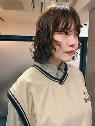 ショート パーマ 暖色/パーマ 🌼クニトウメイのヘアスタイル