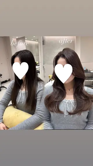ロング 赤み消し透明感カラー 似合わせ前髪柴田礼空のヘアスタイル