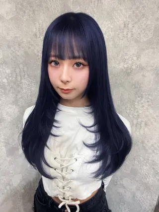 ロング カラー ヘアアレンジ 韓国レイヤーカット/ 儚げカラーチナツのヘアスタイル