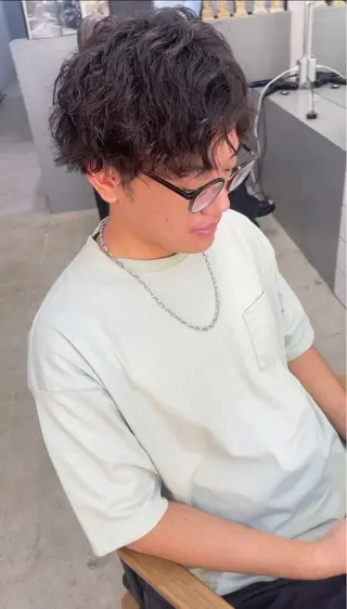 ミディアム パーマ メンズ メンズ専門サロン wokeのヘアスタイル