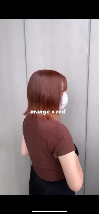 ミディアム カラー Agu peachのヘアスタイル
