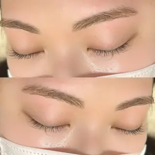 アイブロウ 束感まつ毛／艶カラー おがたゆうか🎀‎のマツエク・マツパデザイン