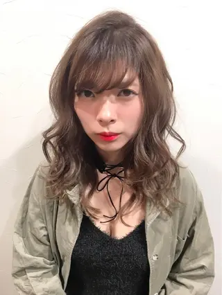 ミディアム セミロング カラー パーマ As hair所属・柔らか垢抜けｶﾗｰと ｶｯﾄ🫧ASUKAのヘアスタイル