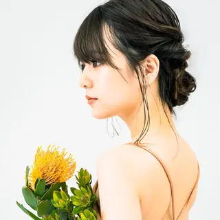 セミロング ヘアアレンジ 天王寺韓国ヘア 小山歓実のヘアスタイル