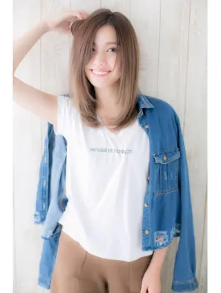 ミディアム カラー パーマ FUKUNAGA YUのヘアスタイル
