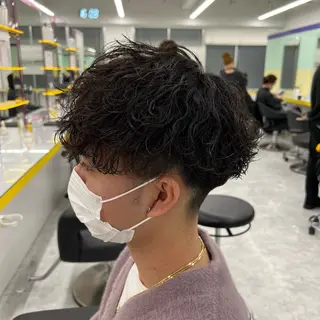 ショート パーマ メンズ *モデル募集🤍横浜 透明感カラー🫧のヘアスタイル