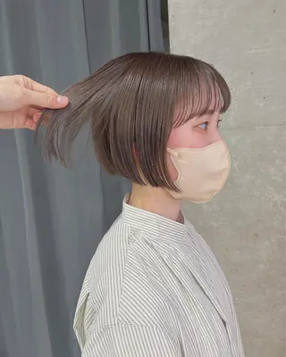 ショート カラー ボブパーマコテ巻き風 パーマNo1深江秀平のヘアスタイル