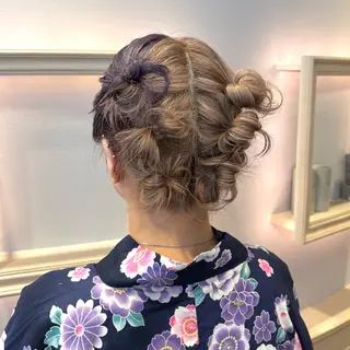 ミディアム ヘアアレンジ 縮毛矯正/Wカラー /アレンジ🌙あまにのヘアスタイル