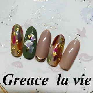 ロング カラー パーマ ヘアアレンジ キッズ ネイル マツエク・マツパ Greace la vie所属・Greace  la vieのネイルデザイン