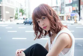 ミディアム セミロング カラー パーマ 内藤 達也のヘアスタイル