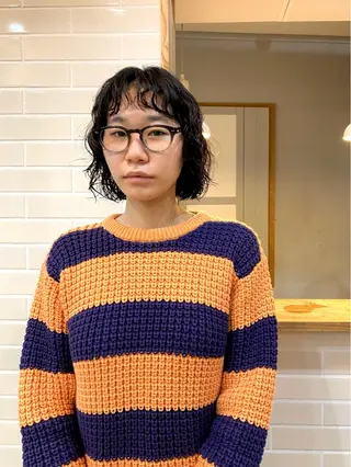 ミディアム パーマ ショート& パーマ　坂本のヘアスタイル