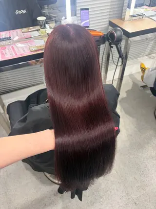 ロング カラー 💗愛され暖色💗 ピンク/レッド💗のヘアスタイル