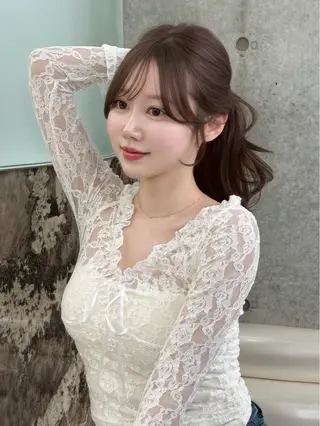 セミロング カラー 大宮透明感ワンカラー セナ🤍のヘアスタイル