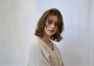 ミディアム カラー クロスパーマ/うる艶 カラー/Kurumiのヘアスタイル
