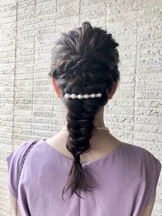セミロング ヘアアレンジ 宮崎 睦のヘアスタイル