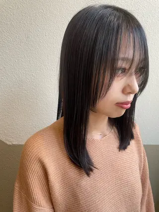 セミロング ツヤ感カラー✨/ 顔周りカット西川絢音のヘアスタイル