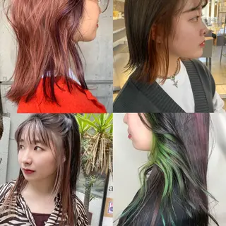 ミディアム カラー パーマ ヘアアレンジ メンズ ネイル マツエク・マツパ mana 暖色カラーカットのヘアスタイル
