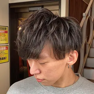 ショート メンズ 【ブリーチ無しW】 【暗髪&暖色系】圭真のヘアスタイル
