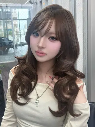 カラー ロング 韓国ヘア💖Wカラー 💖透明感カラー💖のヘアスタイル