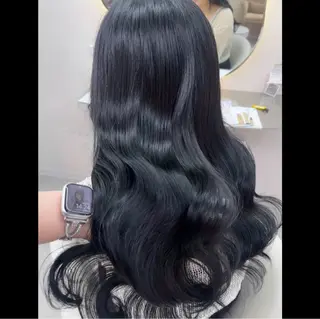 ロング カラー ヘアアレンジ 🖤kana/艶髪/ 韓国風暗髪カラー🖤のヘアスタイル